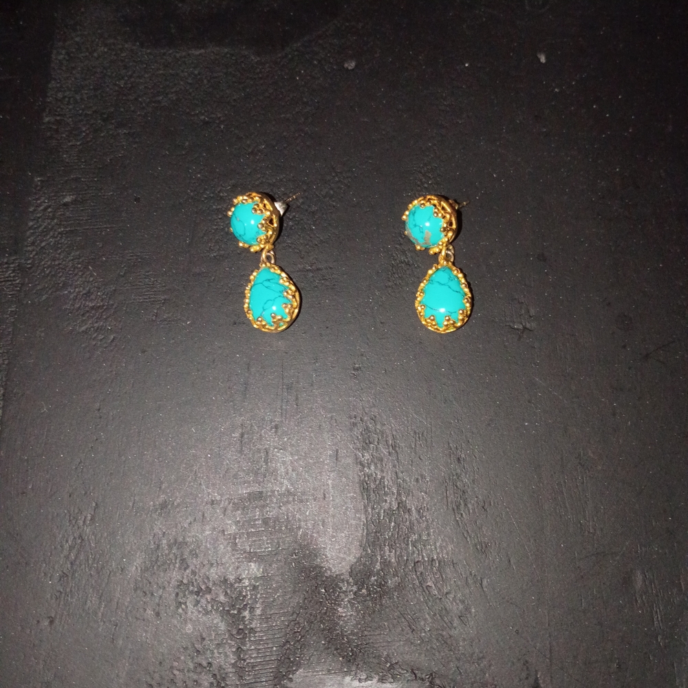 Cost Plus World Market Gold and Turquoise Earrings